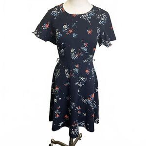 Banana Republic Women's Size 0 Navy Blue Floral Fit and Flare Mini Dress